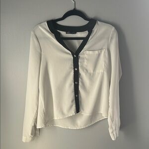 SHEIN Black and Cream Button-Down Shirt